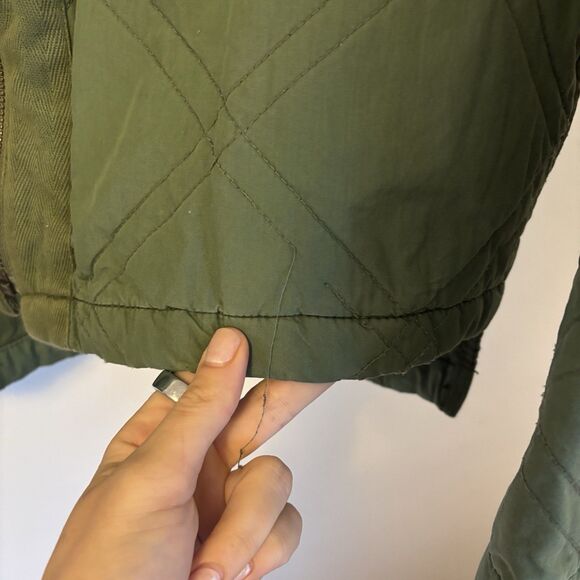 Free People Jacket Quilted Aviator Zip Up Size XS Oversized Cropped Loose Stitch - Picture 2 of 8